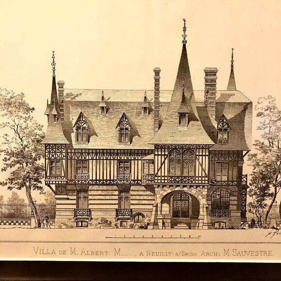 Pr Framed Antique French Architecture Engraved Prints CONSTRUCTION MODERNE 1890s - Picture 6 of 11